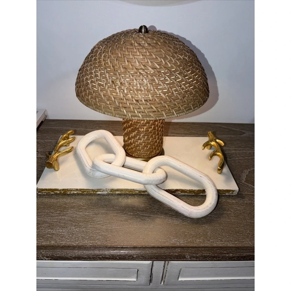 Indian White Marble Serving Tray with Gold Finish Metal Handle DECORATIVE 14x7‎